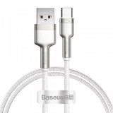 Cablu Date si Incarcare USB-A - USB-C Baseus Cafule Metal Series, 66W, 2m, Alb CAKF000202