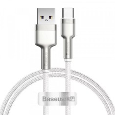 Cablu Date si Incarcare USB-A - USB-C Baseus Cafule Metal Series, 66W, 2m, Alb CAKF000202 foto