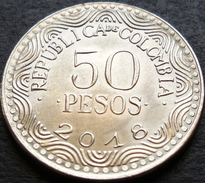 Moneda exotica 50 PESOS - COLUMBIA , anul 2018 * cod 3008 = UNC