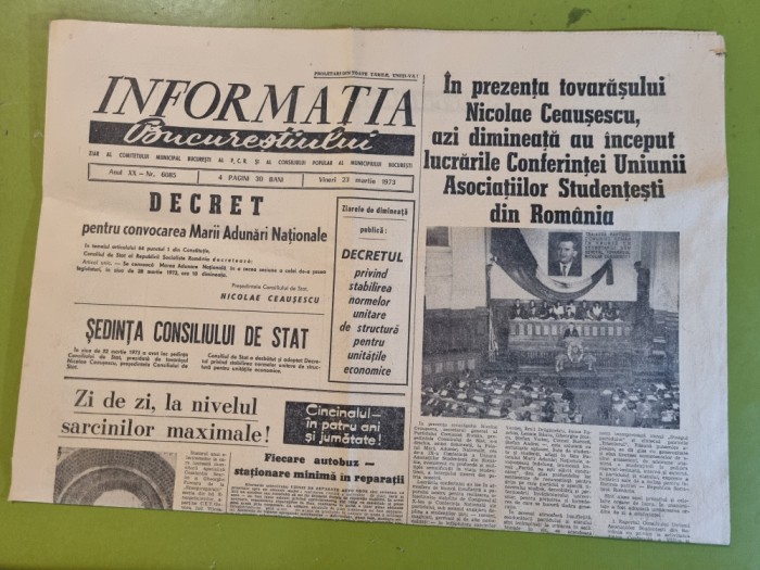 informatia bucurestiului 23 martie 1973-gara de nord,delfinul mopsi la circ
