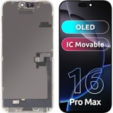 Display cu Touchscreen MP compatibil cu Apple iPhone 16 Pro Max, cu Rama, Versiune OLED FHD IC Movable, Negru