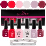 Set 6 Oje Semipermanente One Step SensoPRO Milano CIAO Amore, 7ml + CADOU Pile Unghii, Strawberry Bliss, Crimson Petal, Nude Reflection...