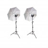 Kit foto studio,lumini,2 umbrele,trepiezi 200 cm,2 suporti dubli pentru bec,4x bec 125W, Dactylion