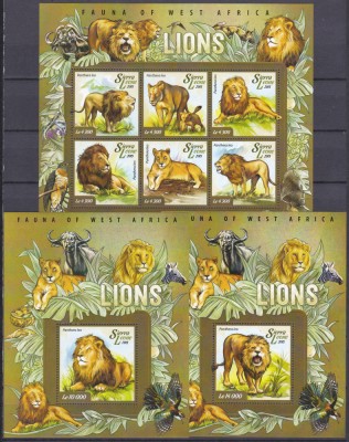 DB1 Fauna Africana Sierra Leone Lei MS +2 x SS MNH foto