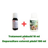 Antiparazitar extern, paduchi, capuse, pentru pasari Dergall 10 ml + Solutie paduchi, de pus in apa de baut, pentru pasari, Herba Top Ecto Plus 100