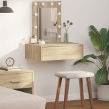 VidaXL Masă de toaletă suspendată cu LED, stejar sonoma