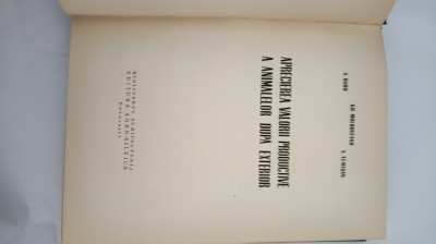 APRECIEREA VALORII PRODUCTIVE A ANIMALELOR DUPA EXTERIOR- GH.MOLDOVEANU-1961 X3. foto