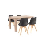 Cumpara ieftin Set de masă Zara 4+1 negru-stejar Sonoma