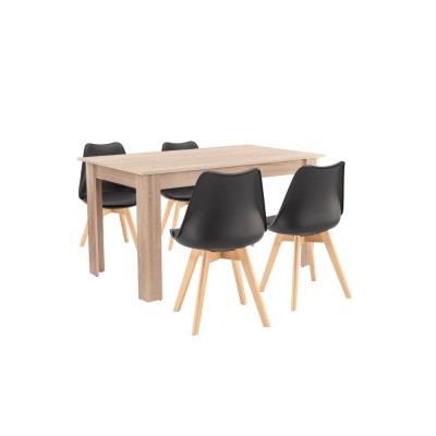 Set de masă Zara 4+1 negru-stejar Sonoma foto