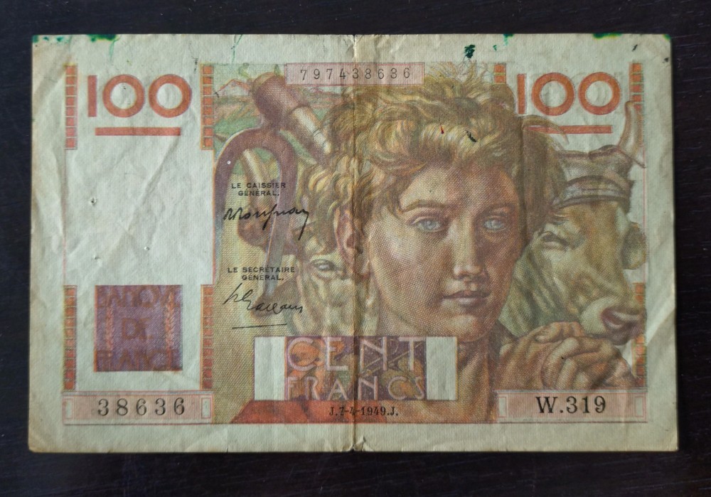 Bancnota Franta - 100 Francs 07-04-1949 poza 1