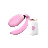 Vibrator B-SERIES V-Vibe, pentru stimularea clitorisului și punctului G, 7 funcții de vibrații, control prin telecomandă, roz