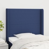 VidaXL Tăblie de pat cu aripioare, albastru, 83x16x118/128 cm, textil