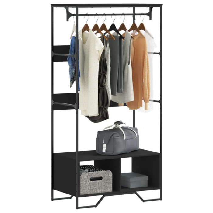 Gossi sifonier, negru, 90x50x180 cm, lemn prelucrat