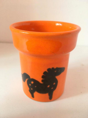 * Vaza ceramica cu cal negru, cana fara toarta portoaclie smaltuita West Germany foto