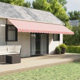 VidaXL P&acirc;nză copertină de rezervă, dungi roșii și albe, 6x3,5 m