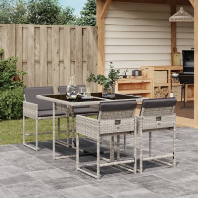 Gossi set mobilier de gradina cu perne, 5 piese gri deschis poliratan foto
