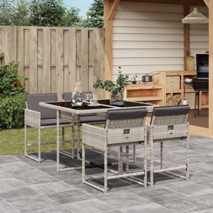 Gossi set mobilier de gradina cu perne, 5 piese gri deschis poliratan