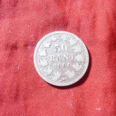 Moneda 50 Bani 1900 Carol I ,argint ,cal. buna