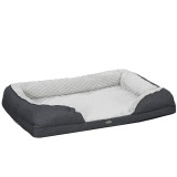 PawHut Pat pentru C&acirc;ini Căptușit cu Pernă Detașabilă și Lavabilă, Bază Antiderapantă, Dimensiuni 120x80x22 cm, Gri Cărbune | Aosom Romania