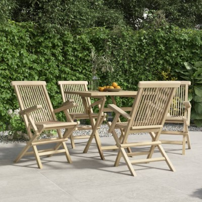 Gossi scaune de gradina pliante 4 buc. gri 56x61x89 cm lemn masiv tec foto