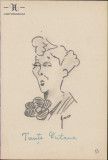 HST 162S Caricatura femeie anii 1930 Geo Dumitrescu semnata