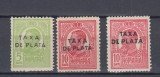 ROMANIA 1918 CAROL I TIPOGRAFIATE CU SUPRATIPAR TAXA DE PLATA+HARTIE GROASA MNH, Nestampilat