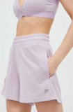 Fila pantaloni scurti Cobbel femei, culoarea violet, neted, high waist