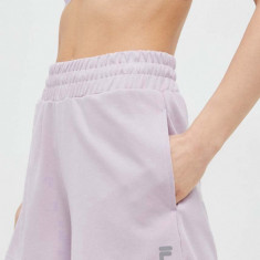 Fila pantaloni scurti Cobbel femei, culoarea violet, neted, high waist