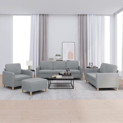 vidaXL Set de canapele cu perne, 4 piese, gri deschis, textil 3202062 foto