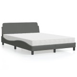 VidaXL Pat cu saltea, Dover, gri &icirc;nchis, 140x200 cm, textil 3208405