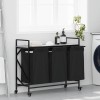 VidaXL Coș de rufe 3 compartimente cu roți sonoma gri 859093