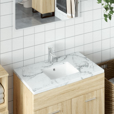 vidaXL Chiuvetă de baie, alb, 39x30x18,5 cm, pătrată, ceramică foto