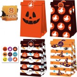 Set 8 pungi de cadouri cu stickere pentru Halloween FullJoyHut, hartie, multicolor, 20 x 7.8 x 12 cm