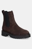 Marc O&#039;Polo botine din piele intoarsa Phia culoarea maro, cu toc plat, 50818095002300