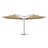 Umbrelă de soare dublă, st&acirc;lp din oțel, gri taupe, 250x250 cm, vidaXL