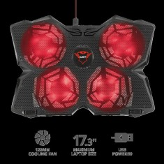 STAND TRUST &amp;quot;GXT Yozu&amp;quot; notebook 17.3&amp;quot; , sita metal, 4 x fan 12cm, LED rosu, negru, &amp;quot;TR-20817&amp;quot; (timbru verde 2 lei) foto