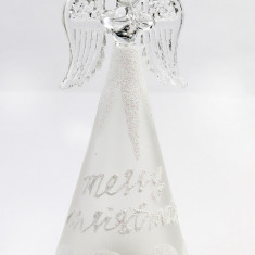 Decoratiune Craciun - Glass Angel with Light, Merry Christmas | Everbright Gifts