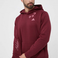 adidas bluza barbati, culoarea bordo, cu glugă, cu imprimeu