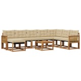 vidaXL Set de canapele de exterior cu pernă 9 pcs Natural și Bej 3382165