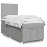 Cumpara ieftin Pat box spring cu saltea, gri deschis, 90x200 cm, textil