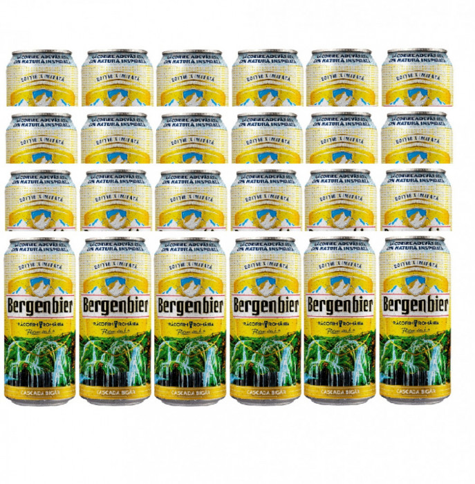 Bere BERGENBIER Blonda, 0.5L, Doza, 24 Buc/Bax, Bere Bergenbier, Bere Blonda, Bere Pasteurizata, Bere 0,5L