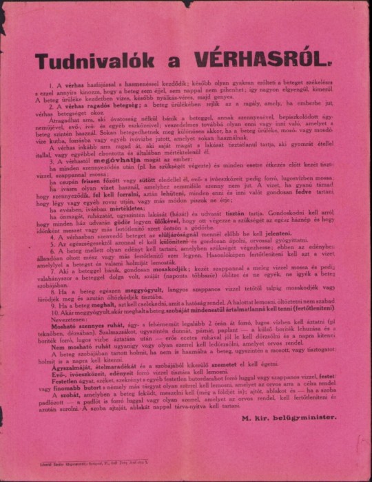A2771N Tudnival&oacute;k a v&eacute;rhasr&oacute;l, M kir bel&uuml;gyminiszter, Schmidl S&aacute;ndor k&ouml;nyvnyomd&aacute;ja, Budapest