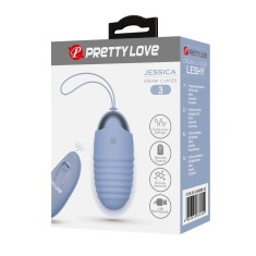 Jessica - Ou vibrator cu telecomandă, albastru, 7.2 cm