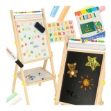 Tabla magnetica din lemn cu abac, piese magnetice, creta, marker si burete, 90 cm