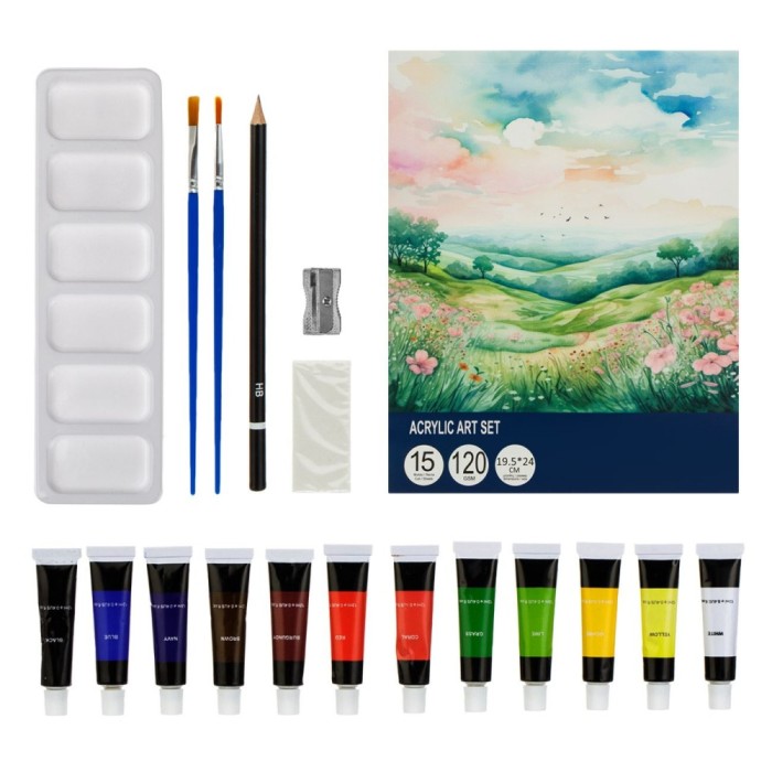 Set Pictură Acrilice, 19 Piese, Multicolor
