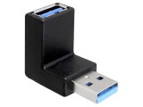 Adaptor USB 3.0 DELOCK 65339, mufă USB A 90&deg; sus/jos, soclu USB A