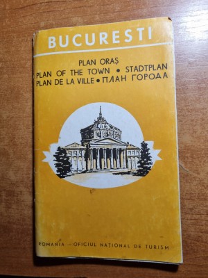 harta orasului bucuresti - din anul 1970 - dimensiuni 96 / 69 cm foto