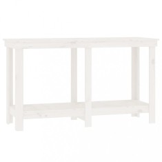 Banc de lucru, alb, 140x50x80 cm, lemn masiv pin