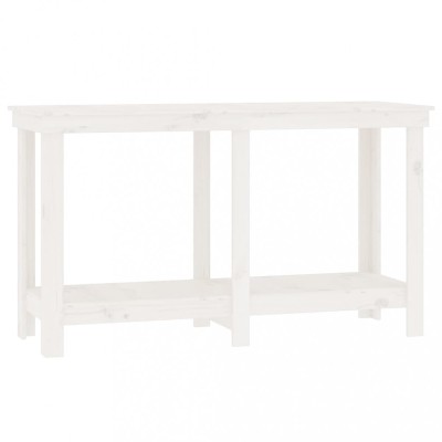 Banc de lucru, alb, 140x50x80 cm, lemn masiv pin foto