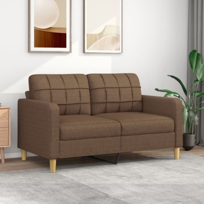 vidaXL Canapea cu 2 locuri, maro, 140 cm, material textil 359094 foto